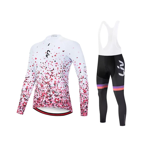 LIV-Conjunto de traje de ciclismo para mujer, jersey de bicicleta de secado rápido, ropa deportiva para exteriores, babero de ciclismo, camisa de bicicleta, primavera y otoño