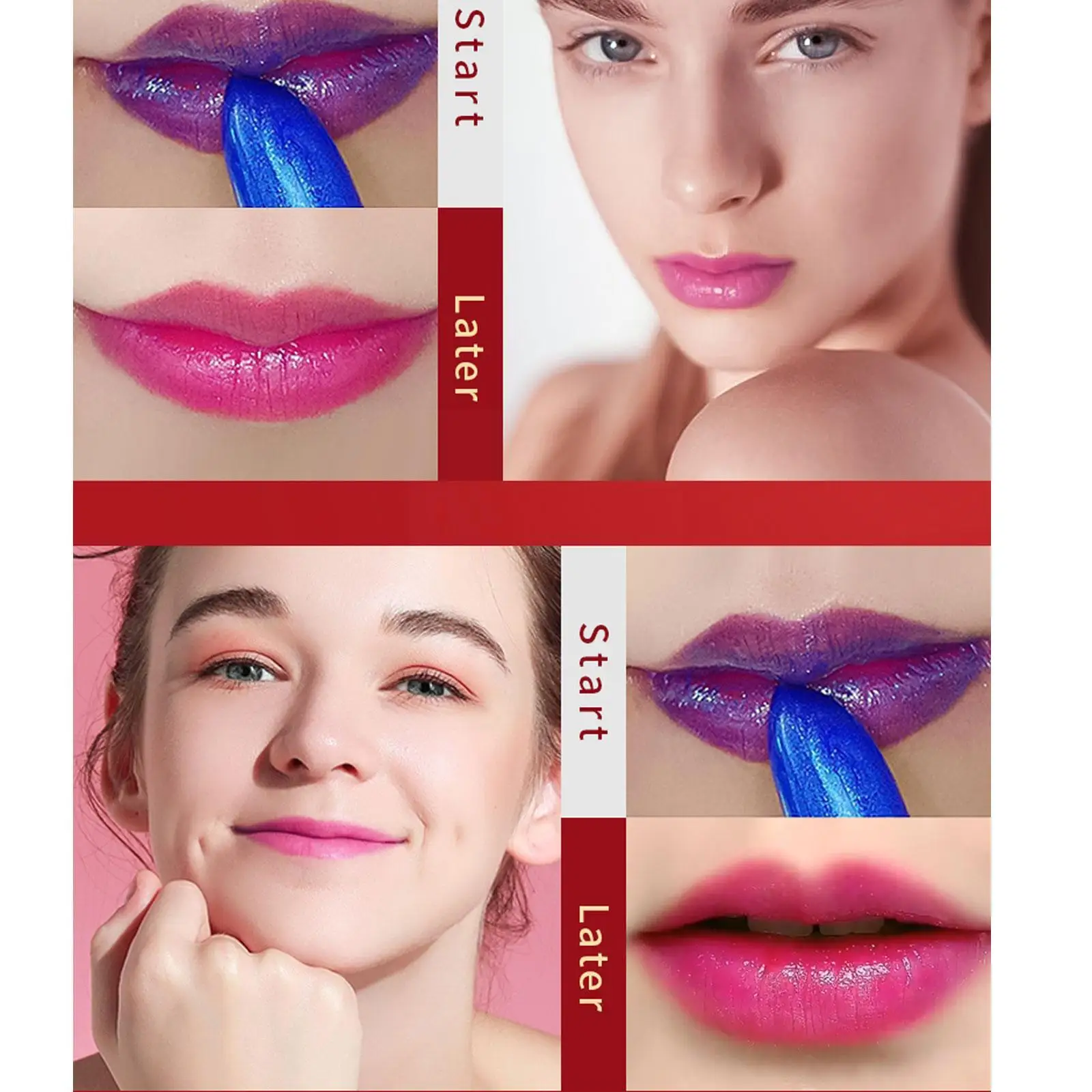 Blauwe Roos Lip Temperatuur Kleur Veranderende Natuurlijke Lange Lippenstift Lip Waterdichte Vlek Gloss Blijvende Vrouw Hydraterende Make-Up I9d6