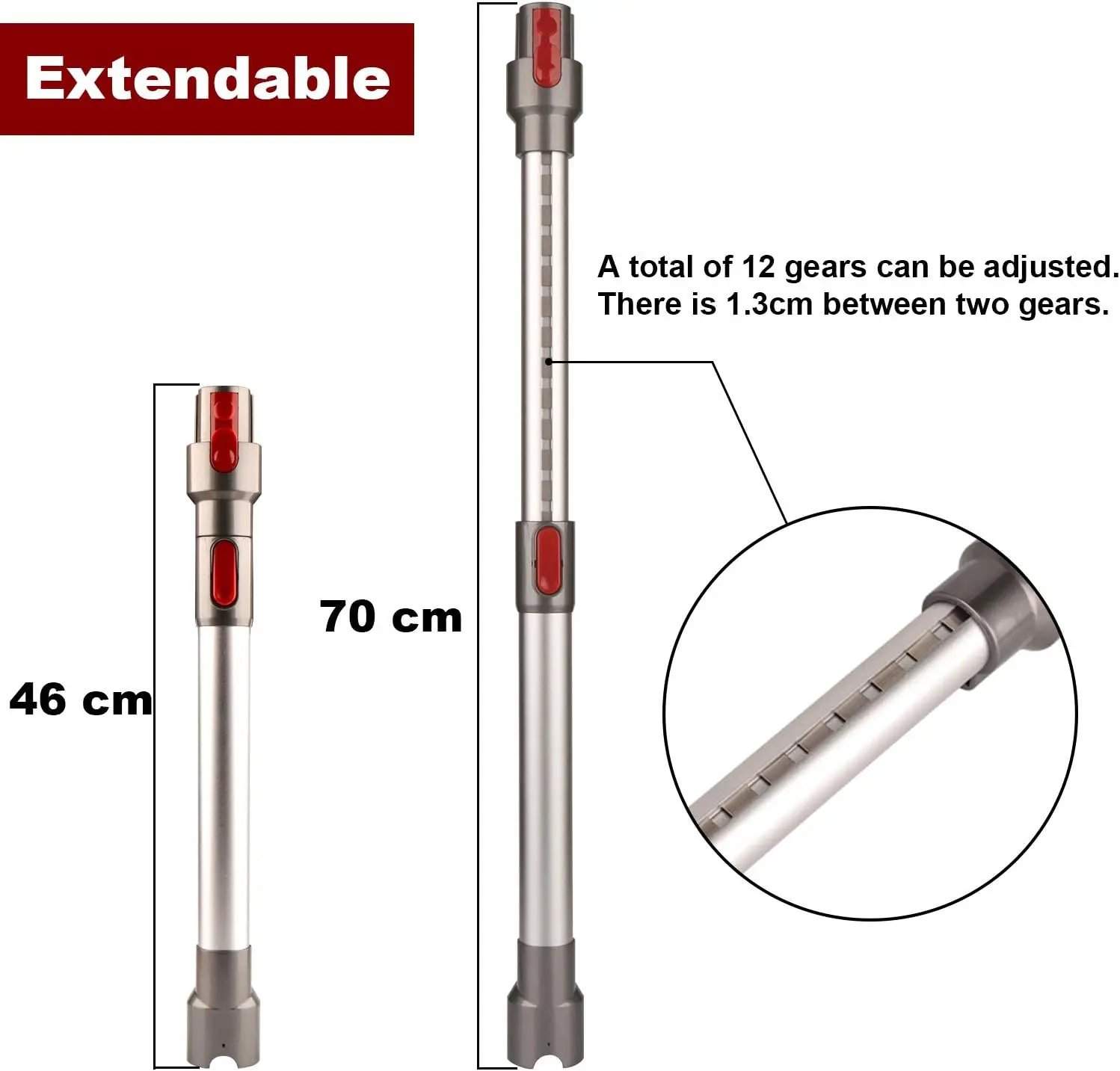 Extension Wand Quick Release Replacement Tube for Dyson V15 V7 V8 V10 V11 Vacuum Cleaner Parts