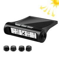 Solar Power TPMS Car Tire Pressure Alarm Monitor Auto Security System Tyre Pressure Temperature Warning With 4 External Sensors