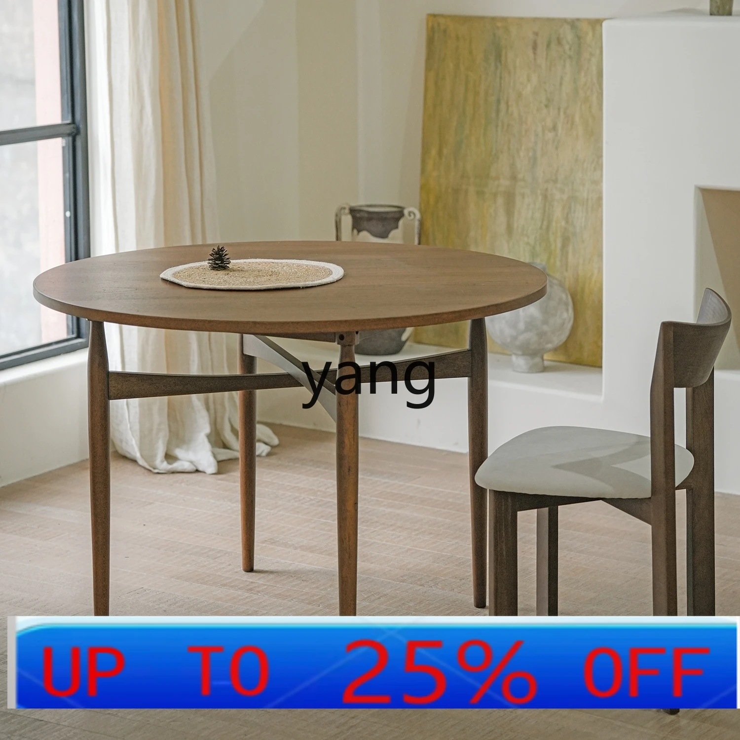 

LMMSolid Wood Dining Table Home B & B Medieval Wabi Sabi Wind Round Teak Table