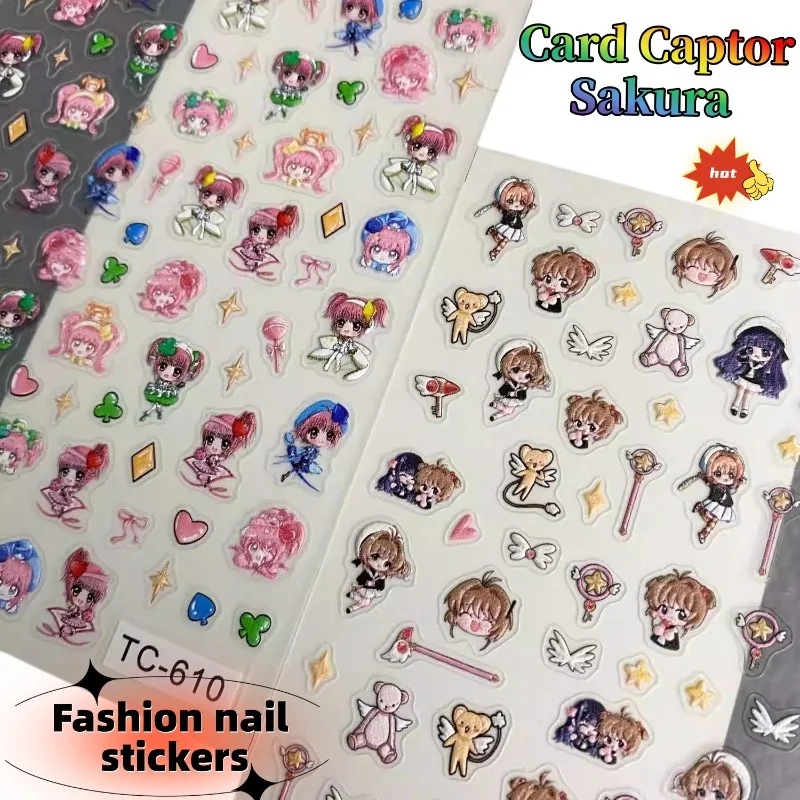 Card Captor Sakura Nail Stickers Cute Fashionable Personalized Creative Simple Kawaii Girl DIY Nail Stickers Gift for Friends