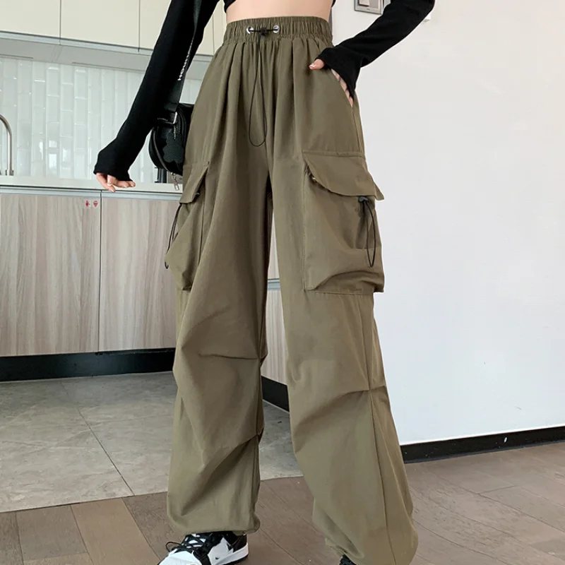 

Streetwear Drawstring Loose Cargo Pants Women Autumn Casual Wide Leg Pants Fashion Lady Trousers Solid Joggers Pantalon 27493