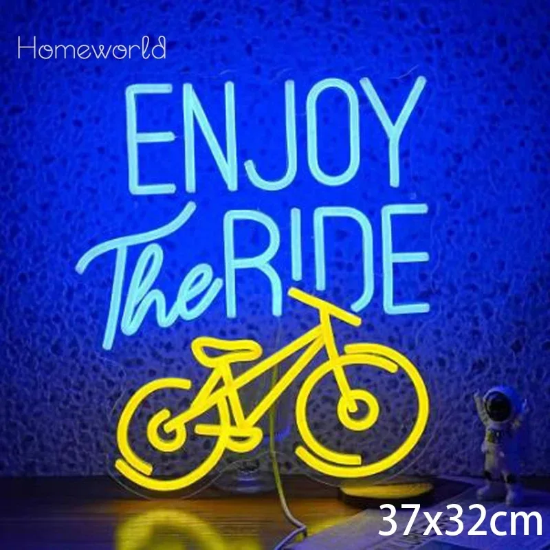 

Enjoy The Ride LED neon signs USB powerd suitable for bike shops cycling clubs,outdoor camping and Bicycle garage decoration