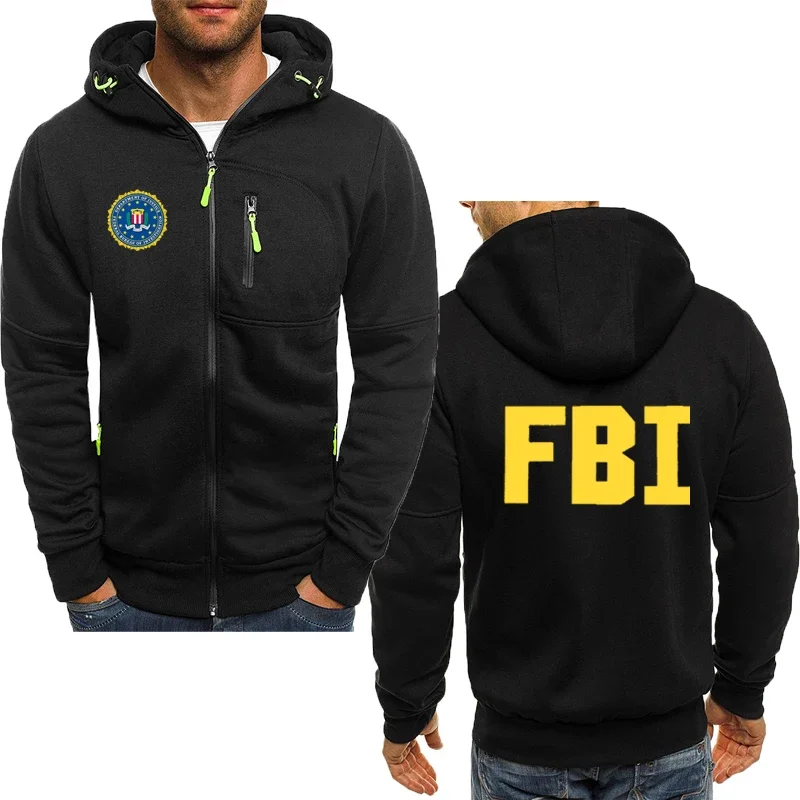 Chaqueta de algodón con estampado del FBI para hombre, Sudadera con capucha para deportes al aire libre, top de marca informal a la moda, alta calidad, Primavera, novedad de 2024