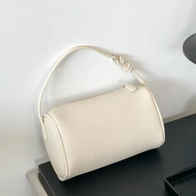 Minimalist Cylinder Handbag For Women Fashionable Lightweight Niche Design Underarm Pillow Bag Soft Pu Leather Shoulder Bag
