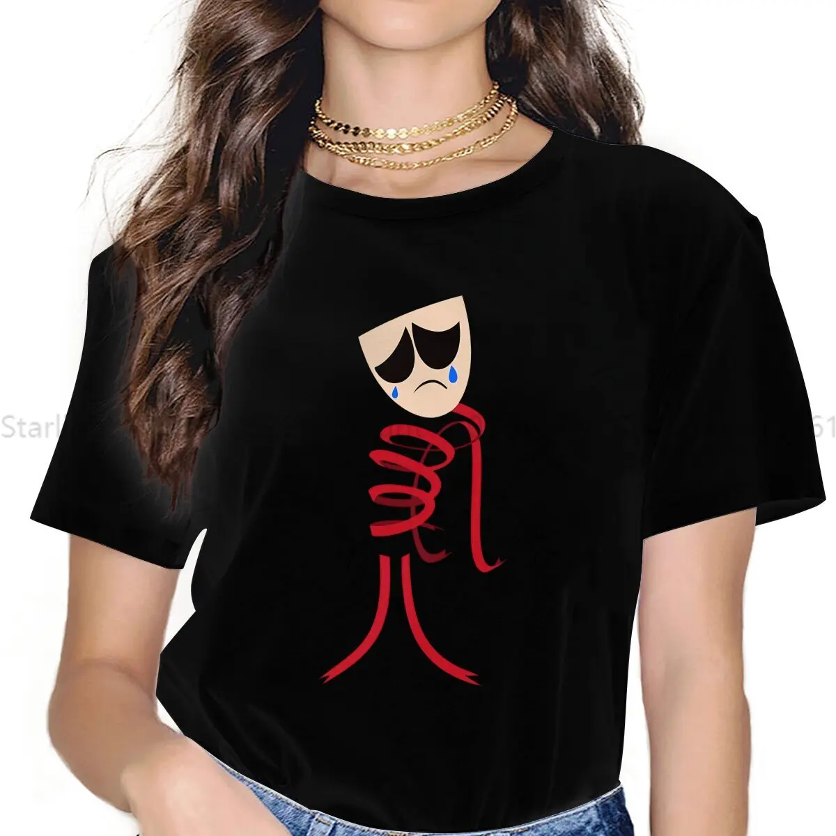 Sad Face Women TShirt The Amazing Digital Circus Girls Y2k Basic Tees O-neck Polyester Female T Shirt Humor Gift