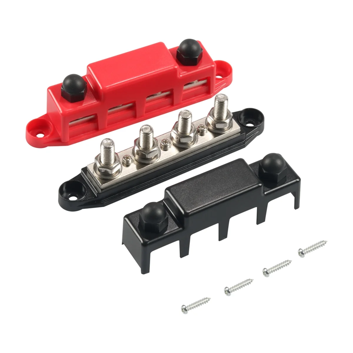 Bus Bar 12V 300A Power Distribution Block 4 X 3/8In Studs 12V Automotive Marine Battery Busbar Terminal Block with Cover