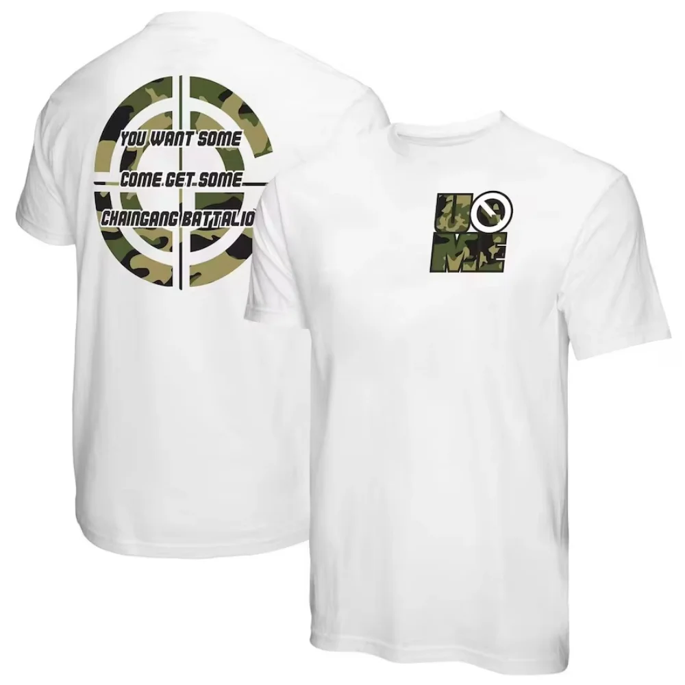 

Новейшая модная футболка унисекс из хлопка с принтом, белая, с камуфляжным рисунком John Cena WrestleMania Then and Now