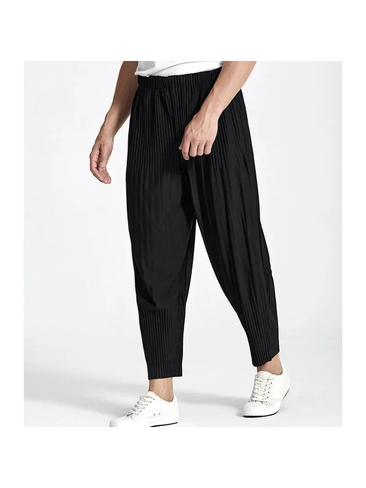 Miyake Pleated Skirt Men's Lantern Pants Loose Plus Size Fashionable Pants Casual Versatile Fashionable Street Small Leg Pants