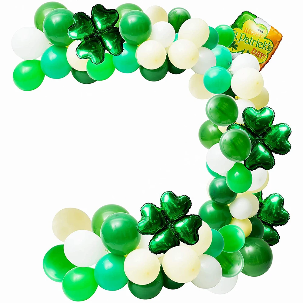 

108pcs/lot St. Patrick’s Day Green Balloon Garland Kit Green White Latex Balloons Clover Balloon festival Party Decoration