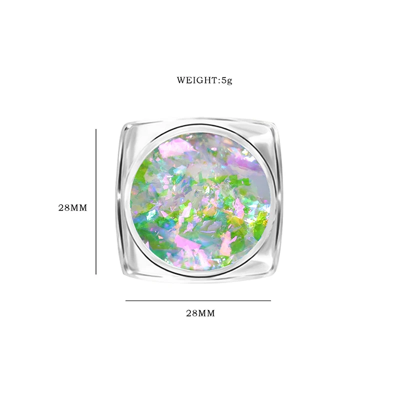 Doos Lovertjes Opaal Poeder Kleur Reflecterende Acryl Poeder Glitter Voor Nagels 0.3G Manicure Kunst Glitter Decoratie