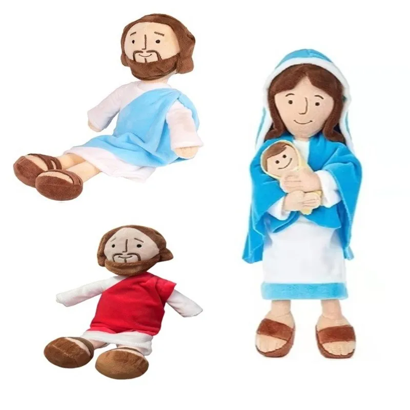 Jesus Plüschtier, Jungfrau Maria Weiche Puppe, Reise-Esel im Krückenstil, Gestopfter Christus, Religiöser Erlöser mit Lächeln, Geschenk für Gläubige und Kinder