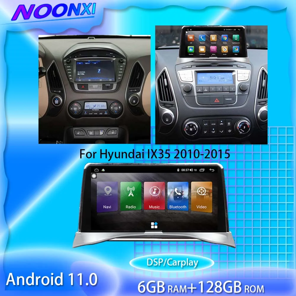 

Автомагнитола для Hyundai IX35 2010 2012 2013-2015 128G Android11 2 Din мультимедийный плеер GPS навигация Сенсорный экран головка Un