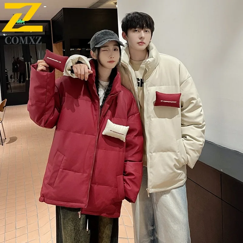 COMXZ Parker Coat Lightweight Waterproof Stand Collar Casual Skiing Down Jacket Travel Warm Classic Puffer Jacket Men's Clothing