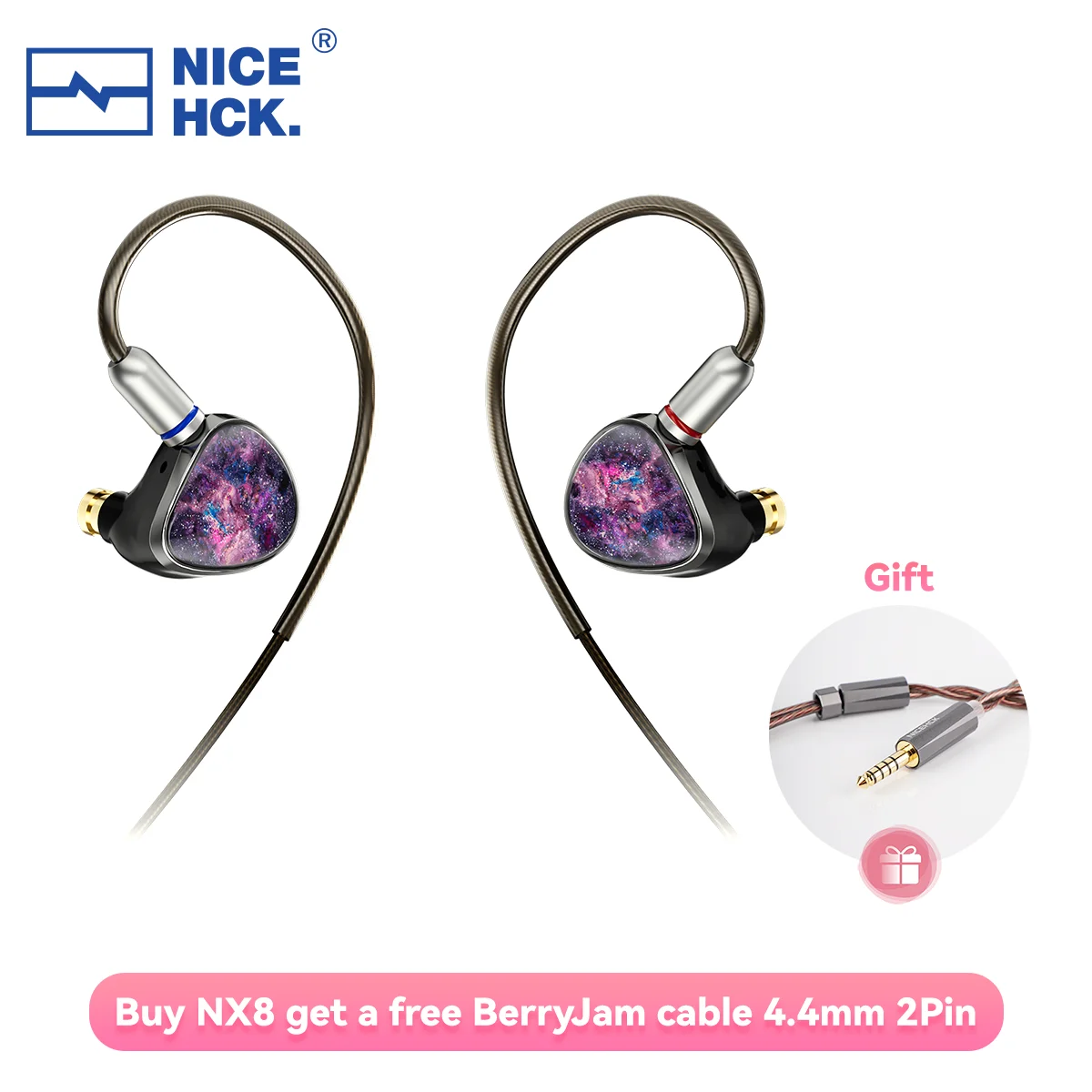 NiceHCK NX8 HiFi IEM 1DD+6BA+1PZT Hybrid Drivers NX Series Earphone Wired Exchangable 2Pin Resin Shell In Ear Monitor NX7MK4 Pro