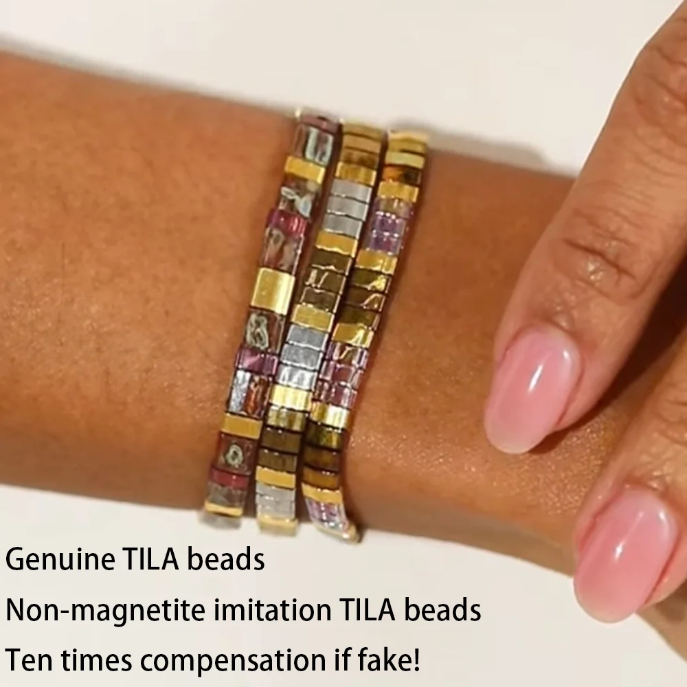 New Bohemian Summer Purple Tila Bracelet Imported from Japan, Miyuki Bracelet for Multi-Layered Wear