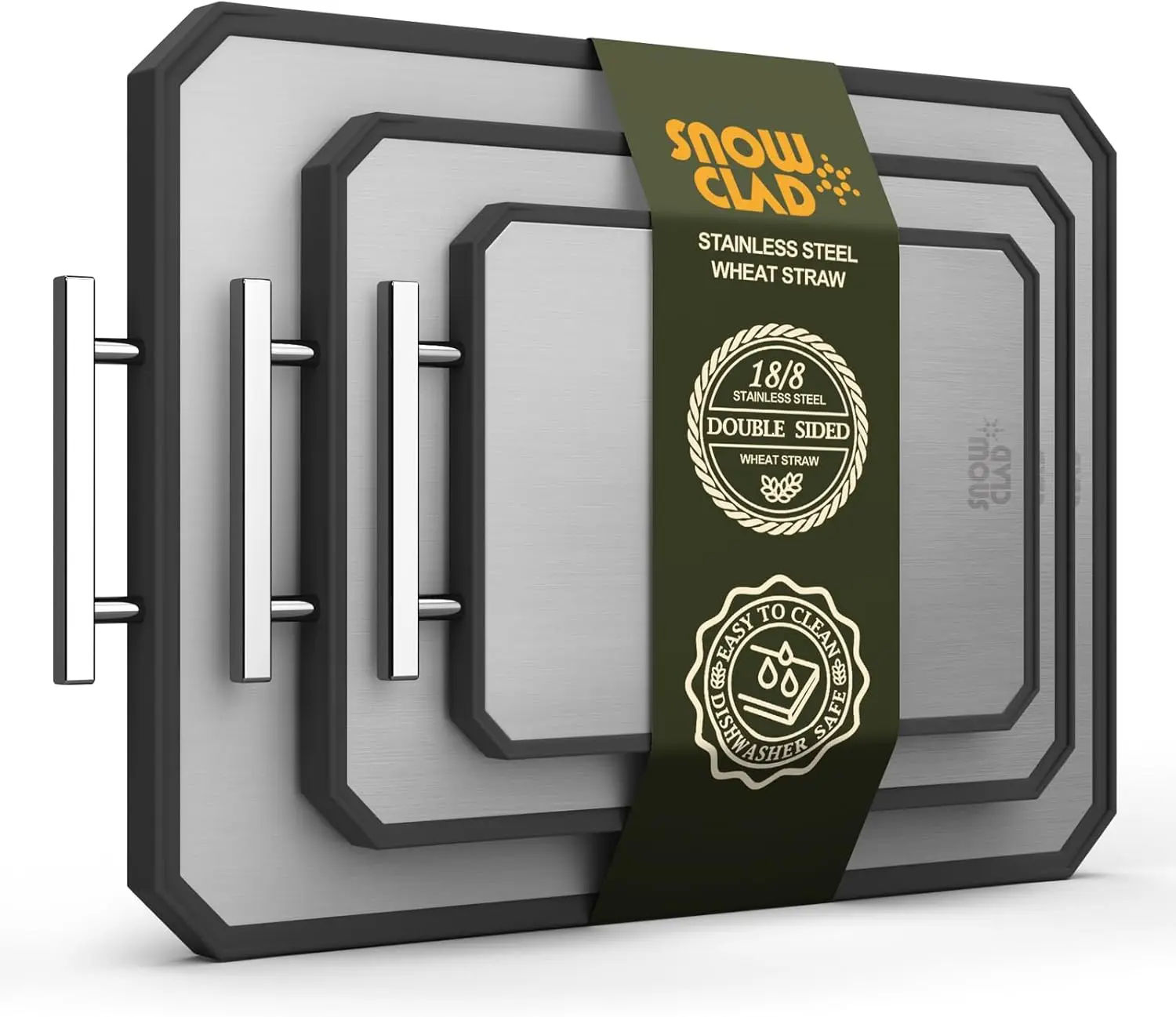 

Очень большие двусторонние разделочные доски из нержавеющей стали для кухни, можно мыть в посудомоечной машине [20x13,8 + 16x11 + 12x8,3 дюйма]