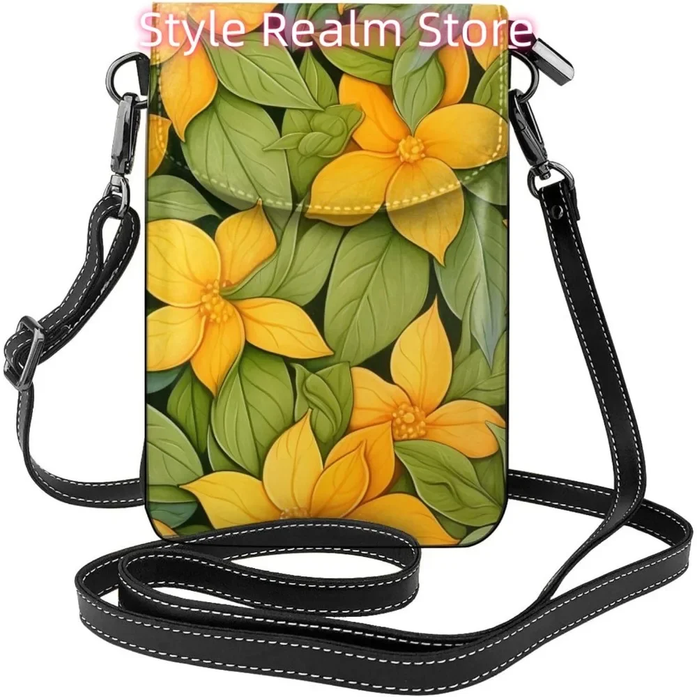 

Женская сумка через плечо с желтым цветком из искусственной кожи, маленькая дорожная сумка для мобильного телефона, легкий мини-кошелек для телефона, кошелек через плечо Sh