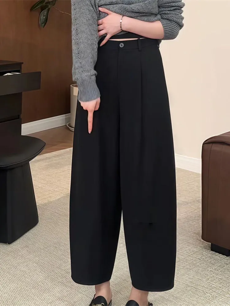 بلا واسعة الساق سراويل تقليدية المرأة فضفاضة المناسب مستقيم قطع هارلان بنطلون الخريف جديد Sle حجم كبير التخسيس orter