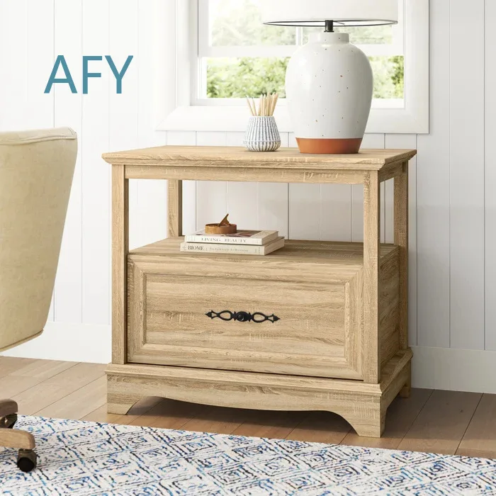Modern Wooden File Cabinet for Office Storage Desk Organizer Side Cabinet with 1 Drawer Oversized Workspace Furniture for
