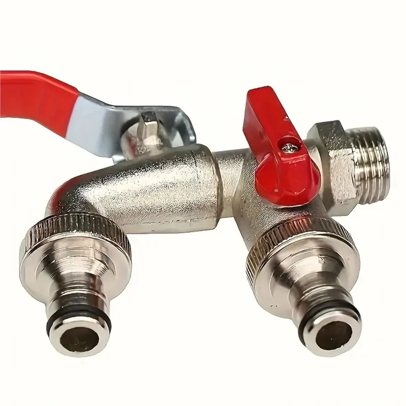 A60zmulti-Component Threaded Outdoor Faucet, 1Pc Dual Socket Garden Water Pipe Faucet,For Sprinklers And Water Systemsmay