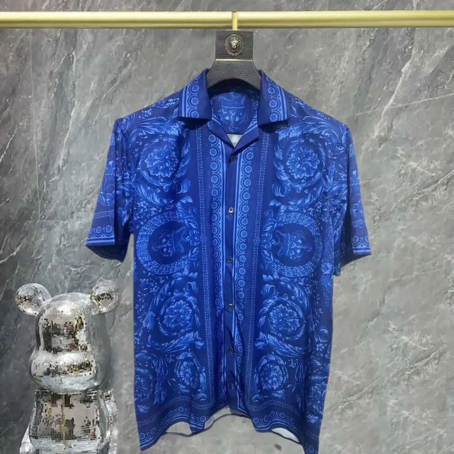 2025 Men's Luxury Printed Short Sleeve Shirt Comfortable British Style Suitable for Street Wear Casual High Quality Button Top