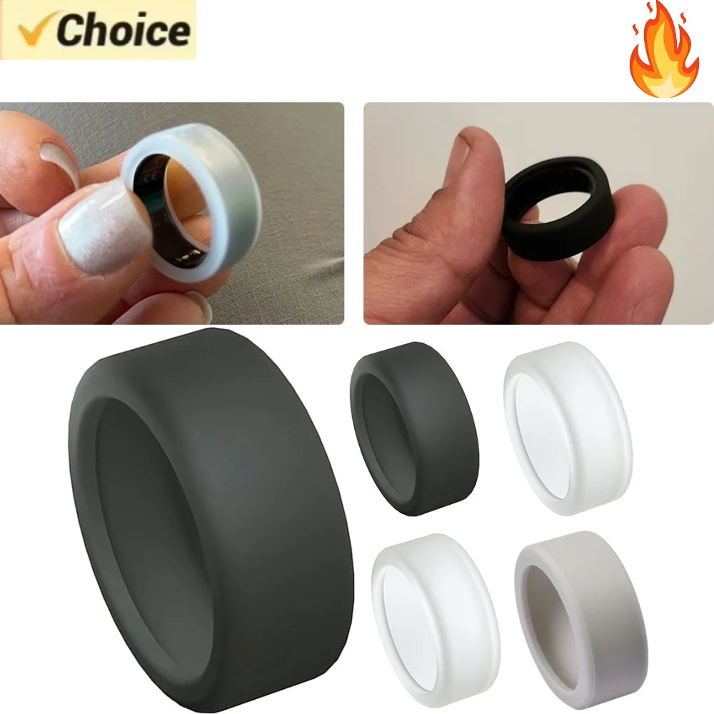 3 Custodie In Silicone Per Oura Ring Gen 3 – Taglia M (10-13), Set Nero/Verde/Blu, Protezione Antiurto E Antigraffio - 2