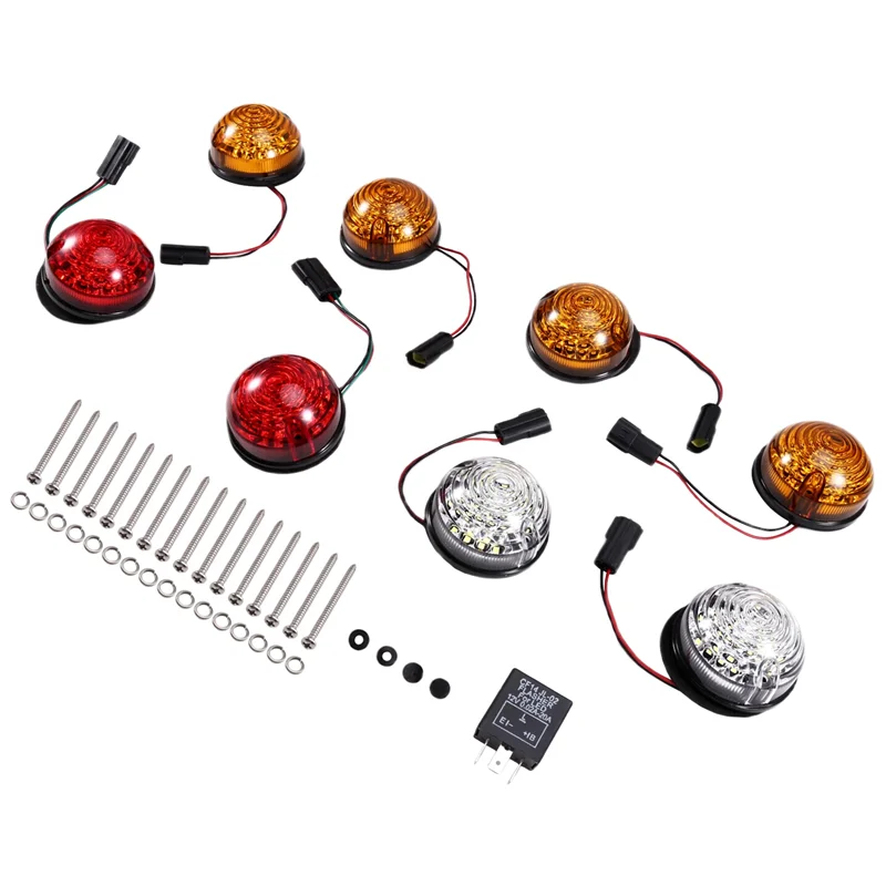A02Q-LED أضواء خلفية المؤشر الأمامي والخلفي بدوره مصباح إشارة الجانب ماركر طقم مصابيح لاند روفر المدافع 90 / 110 1990-2016 #5
