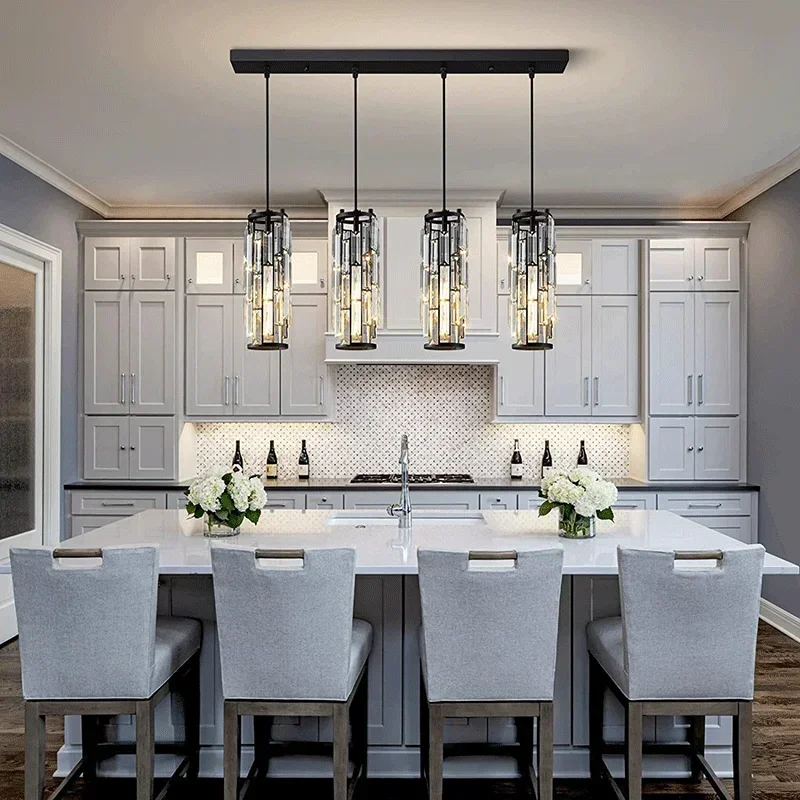 

American Luxury Living Room Chandeliers Crystal Lights Three Head Restaurant Kitchen Island Home LED Ceiling Pendant Light