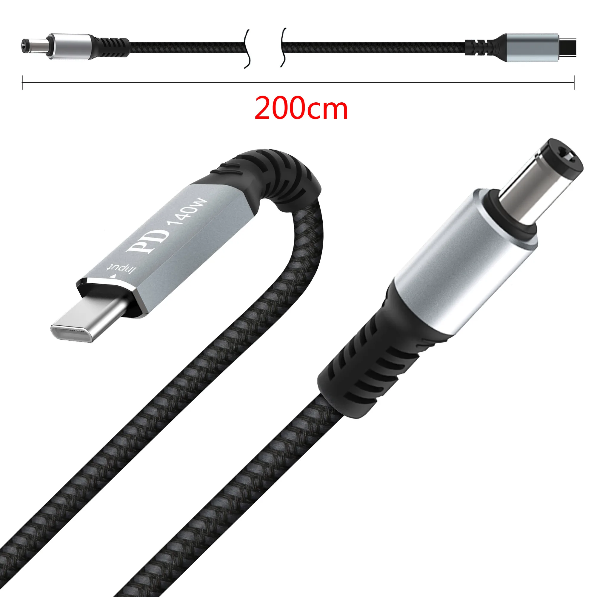 6.6FT/2M For Starlink Mini Power Cable Direct to USB-C, 140W DC 5.5 x 2.1mm Male to Type-C Male Compatible 140W+ PD Power Supply