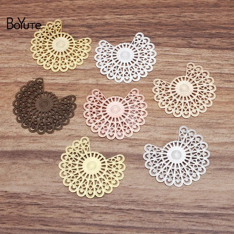 BoYuTe (50 Pieces/Lot) 38*33MM Flower Filigree Findings Wholesale Brass Material Handmade DIY Jewelry Accessories