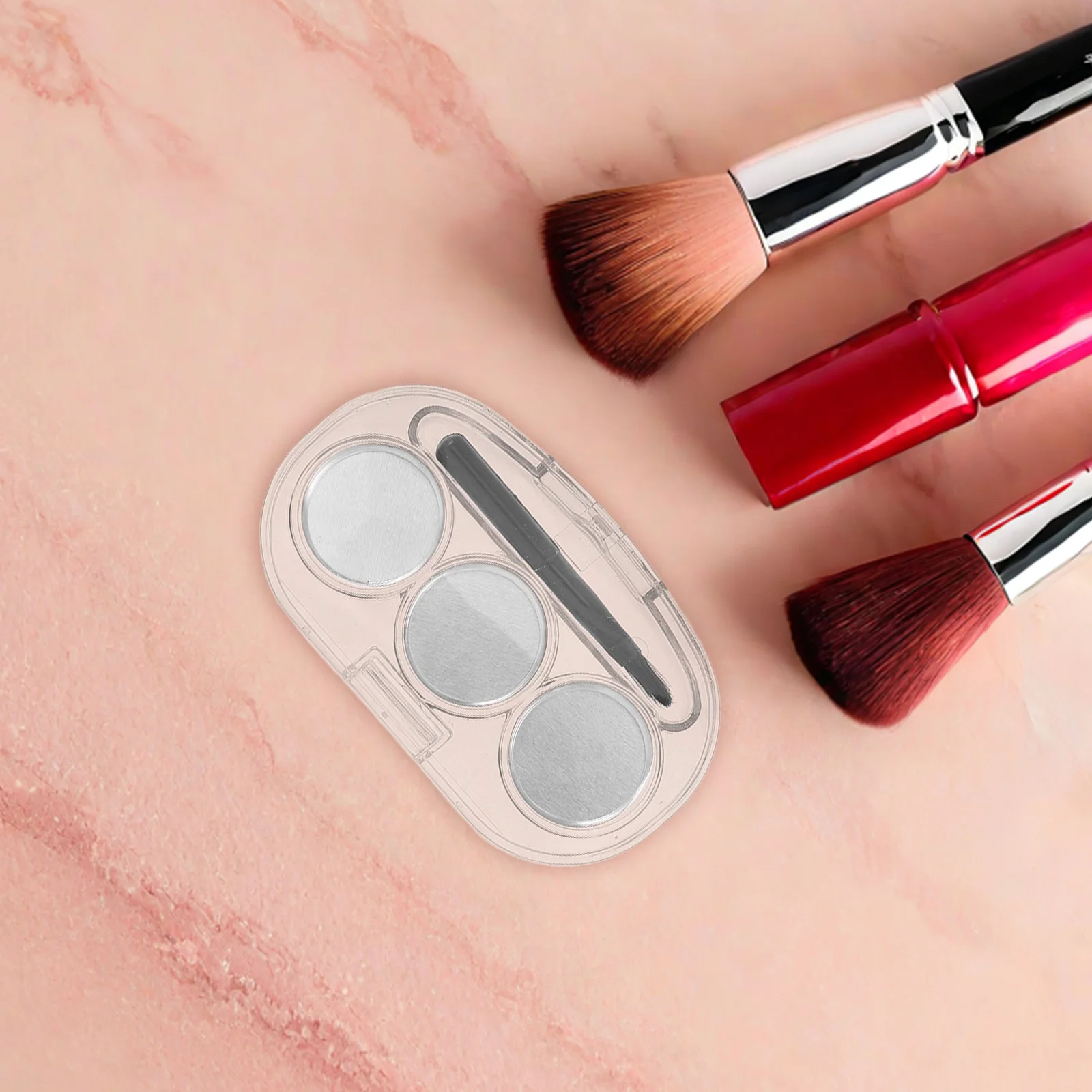 

3pcs Empty Eye Shadow Box Clear 3-Compartment Makeup Organizer Travel Case With Brush Small Eyeshadow Palette For Lipstick