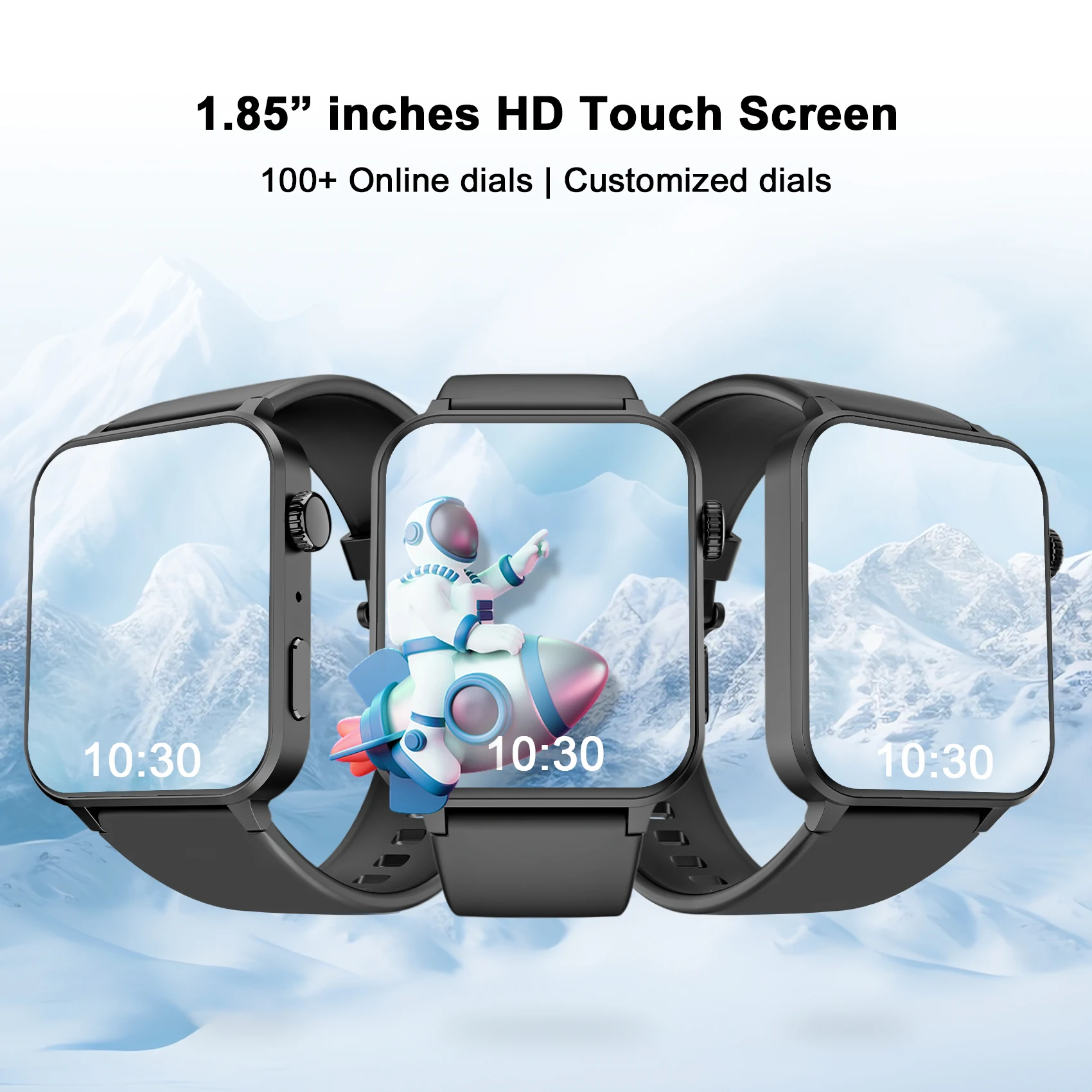 IOWODO R30PRO ساعة ذكية بلوتوث 1.85 بوصة شاشة TFT كبيرة جدًا مع اللياقة البدنية 100+ الوضع الرياضي الساعات الذكية للرجال والنساء