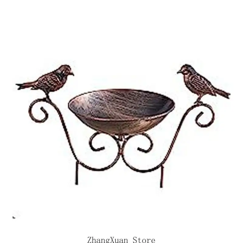 Handcrafted Metal Garden Art Displaying Bird Drawing Bath And Flying Creature Pattern 3XUF