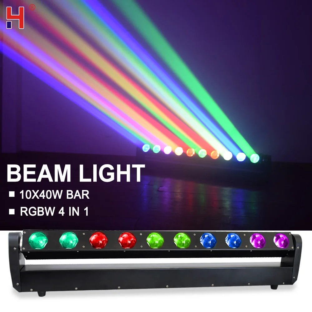 

HongYi LED 10x40W Beam Lights RGBW 4IN1 Wall Wash Light DMX512 Sound Control Sharpy Bar Lights DJ Disco Party Stage Effect Light