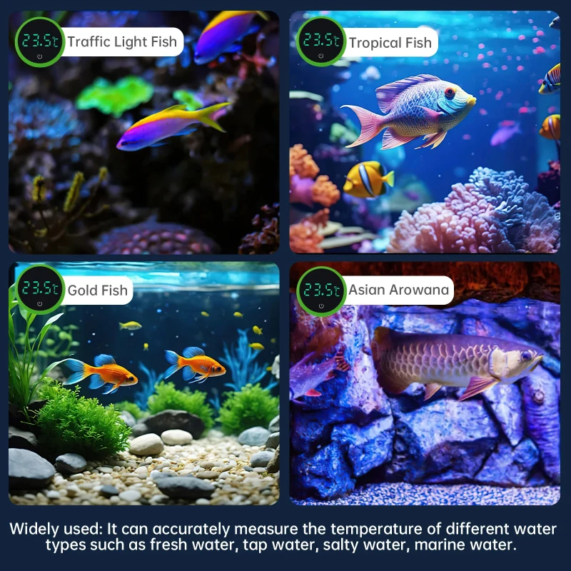 Cordless Digital Aquarium Thermometer LED Display Electronic Fish Tank Water Temperature Measurement Control Temp Meter Gauge