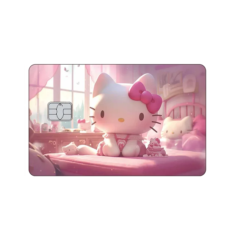 Sanrios New Cartoon Cute Credit Debit Card Stickers Hello Kitty Hd Pvc Waterproof Sticker Decor Kuromi My Melody Bank Card Decal