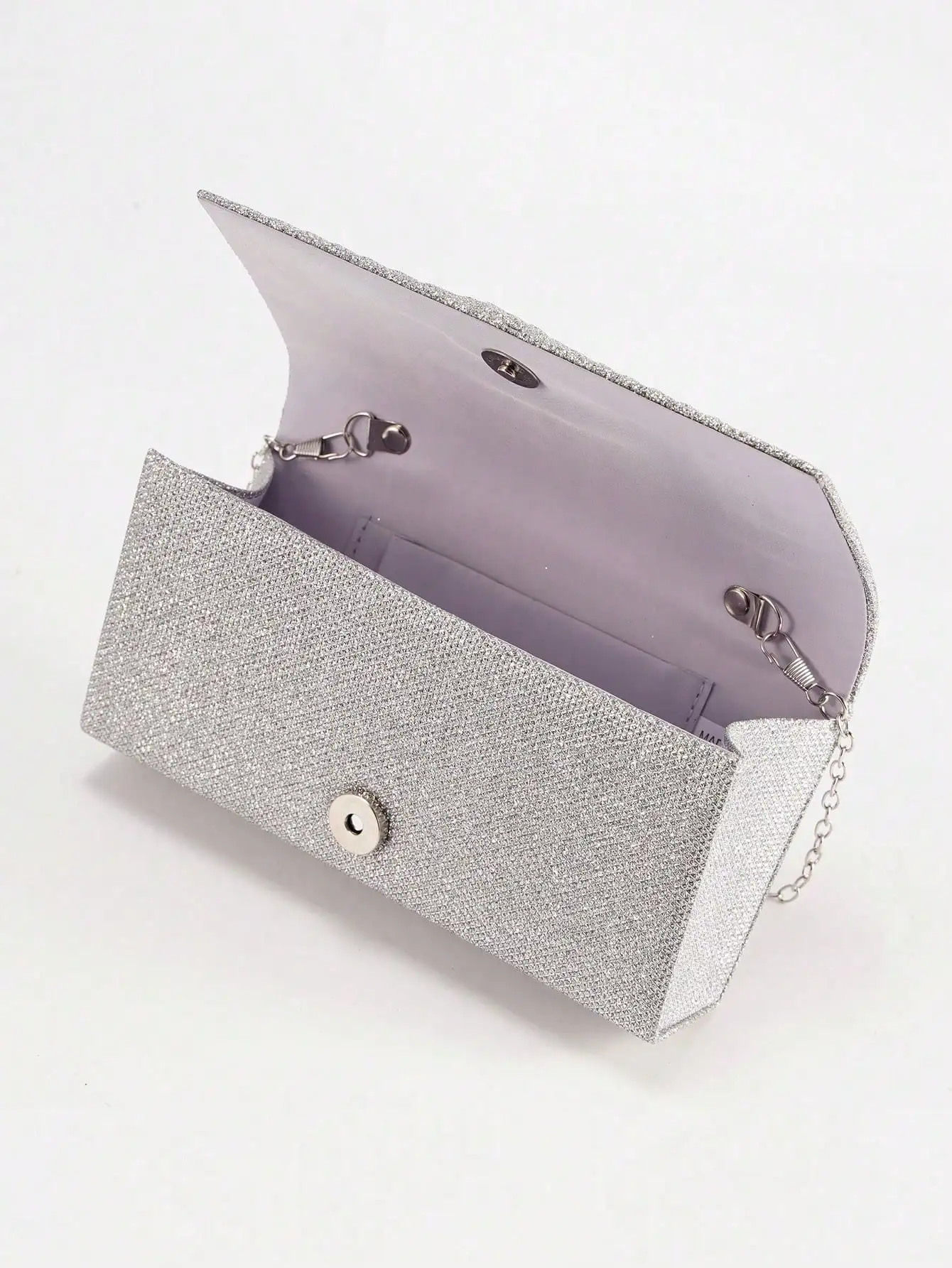 Embreagem de noiva com lantejoulas plissadas – Bolsa brilhante com alça de corrente para banquete/festa/presente formal dela