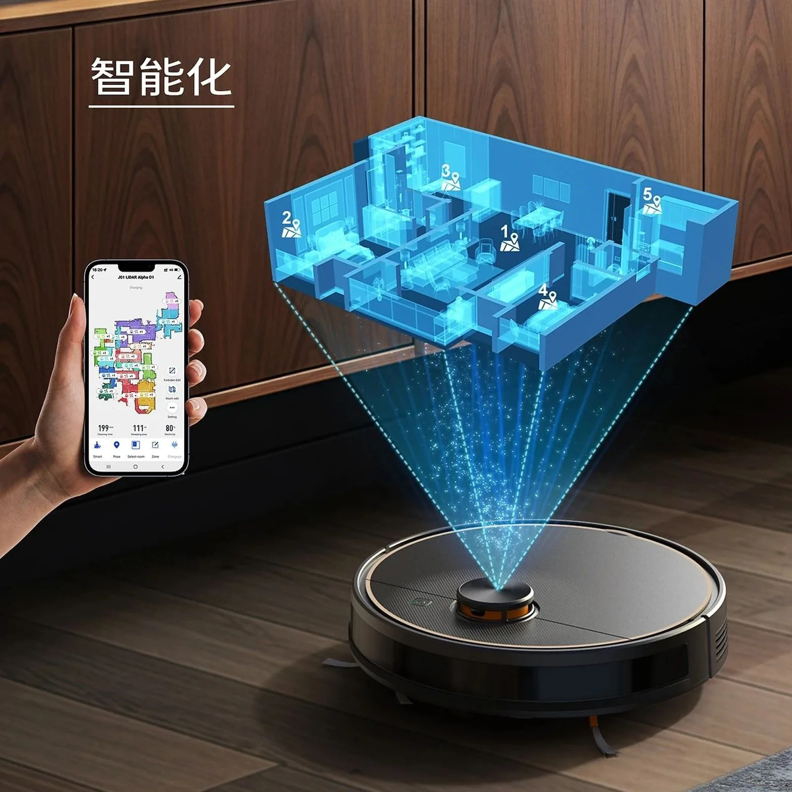 مكنسة روبوت ذكية للتنظيف الجاف والرطب، ذاتية الشحن، بمحرك بدون فرش، فلتر HEPA، تعمل بالبطارية، يمكن التحكم بها عبر تطبيق، مع خاصية التفريغ الذاتي