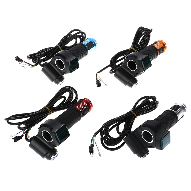 2pcs/1pair Universal  Electric Bike Throttle with LCD display Indicator Gas Handle Throttle for 12-99V E motocycle Bicycle parts