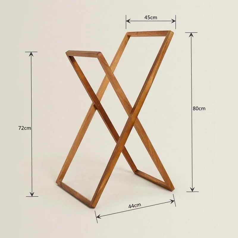 Porte-serviettes de salle de bain en bois massif du sol au plafond, cintre de rangement pliable, style nordique de luxe léger