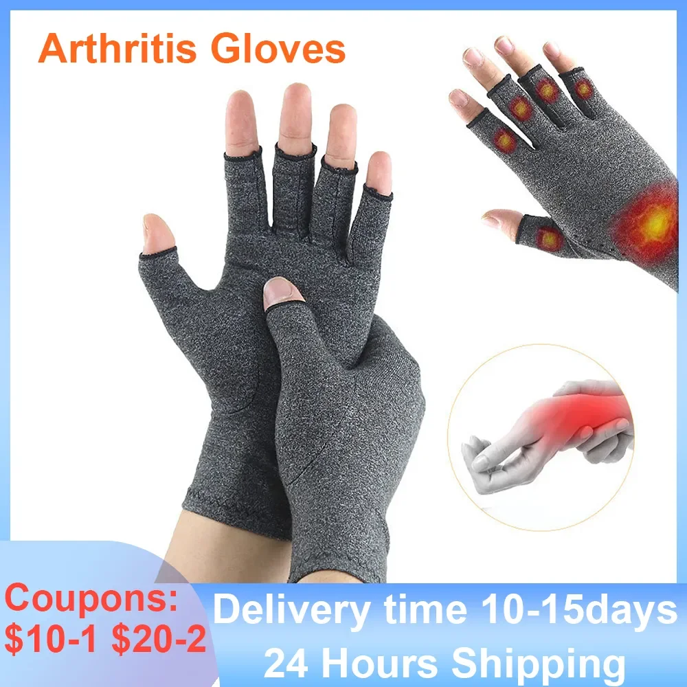 1 Pair Compression Arthritis Gloves Wrist Support Joint Pain Relief Hand Brace Women Men Therapy Wristband Compression Gloves