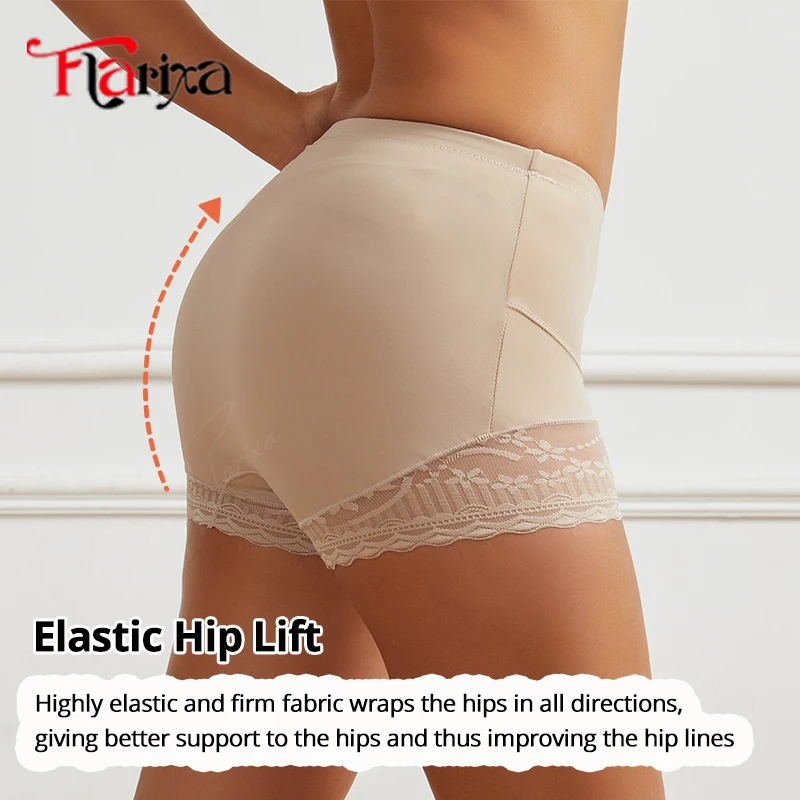 Flarixa Lace Safety Pants Under Skirt Boxers for Women Anti Chafing Shorts With High Waist Hip Lifting Panties Boyshorts