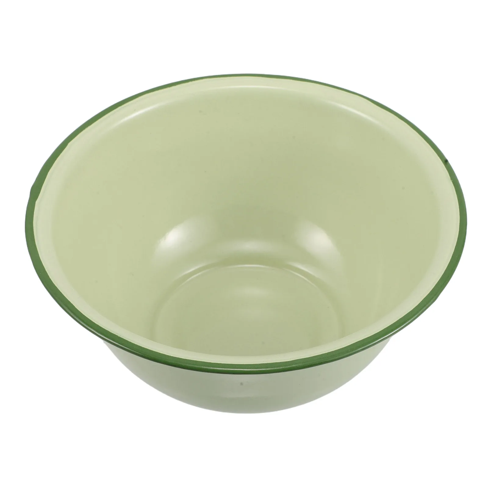 

Enamel Bowl Vintage Deep Thick Green Retro Design Old Fashioned Cereal Ramen Salad Fruit Basin Kitchen Use