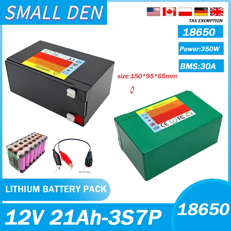 12V 21Ah 3S7P Lithium Battery Pack 30A BMS 100W-350W Power Supply Air Freight New Full Capacity 18650 Suitable for Solar Power