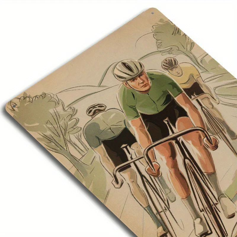 ヴィンテージ サイクリスト ブリキ塗装メタル ウォール アート 8 x 12 インチ ホームバーやレストランの装飾に最適