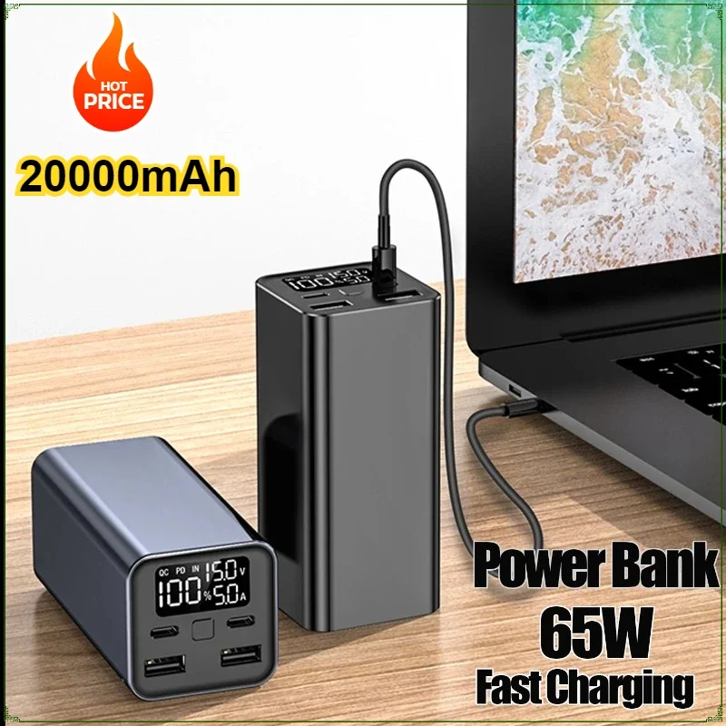 

20000mAh External Power Bank Type C PD 100W Fast Charging Powerbank Battery Charger For Smartphone Laptop Tablet iPhone Xiaomi