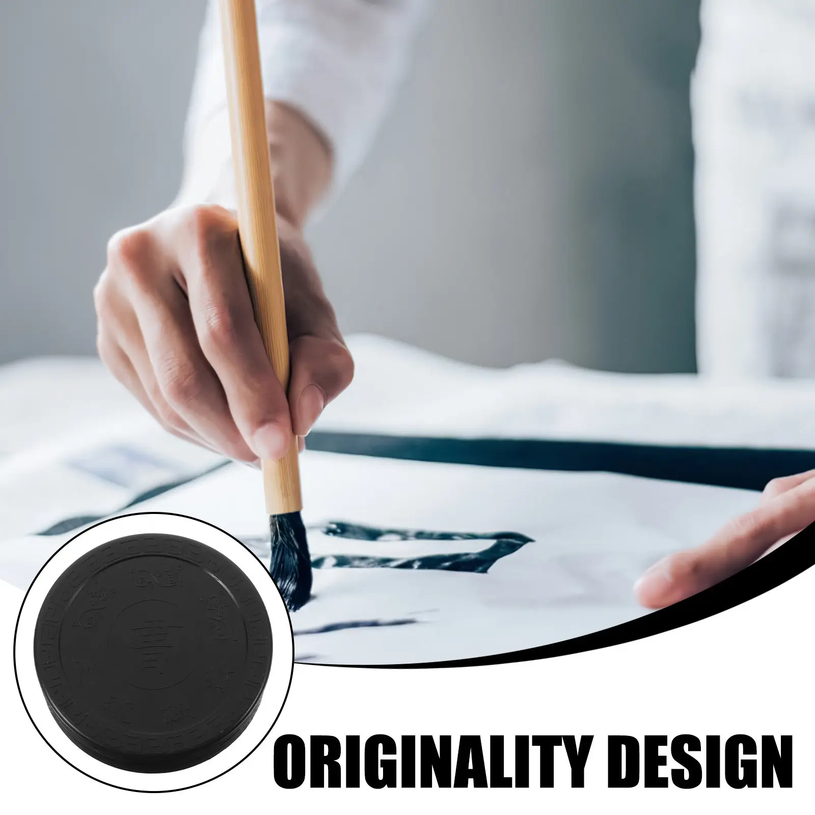 Authentic Style Plastic Calligraphy Accessory Traditional Inkslab with Lid Easy to Use Grinds Ink Well for Beginners