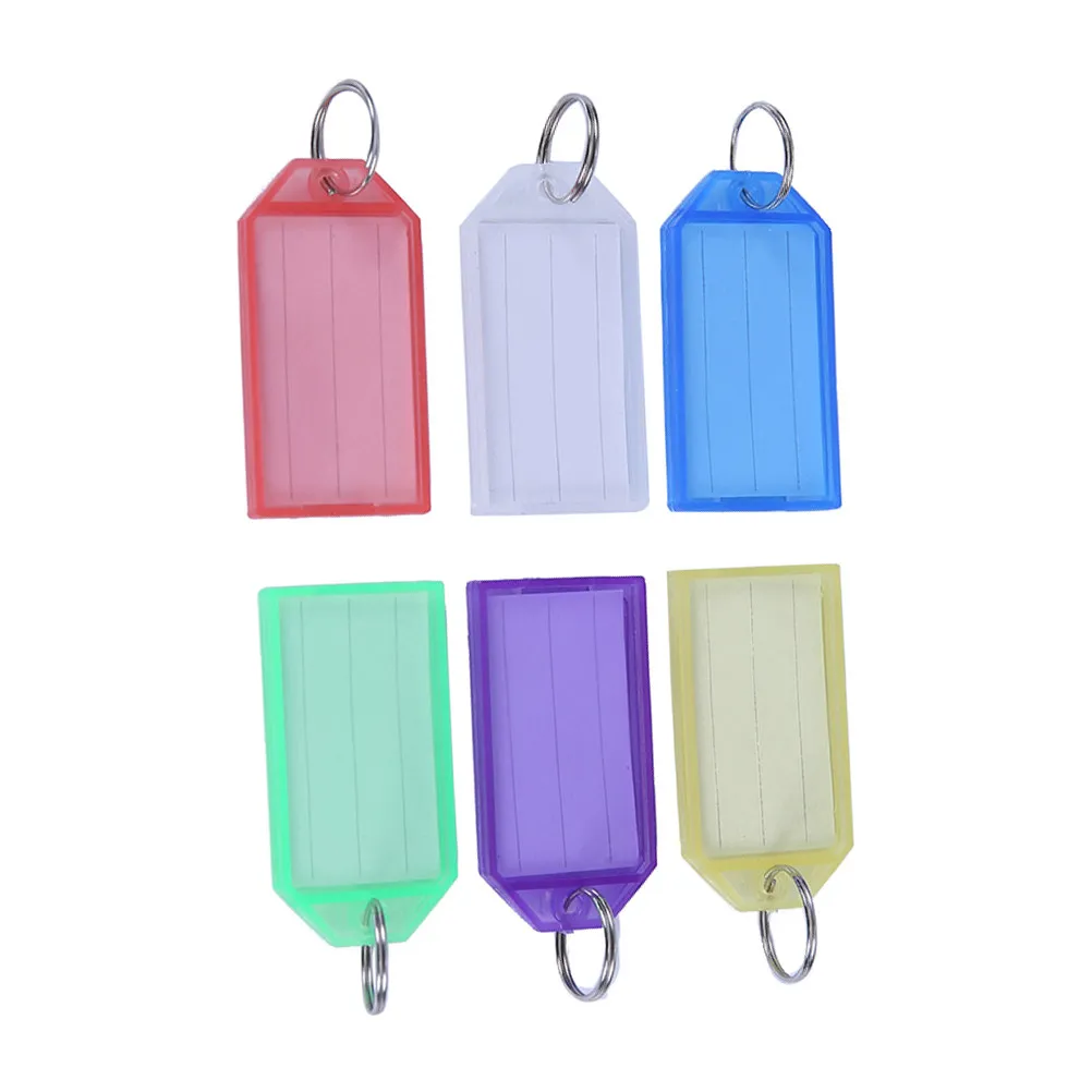 60Pcs Vibrant Plastic Key Fobs Luggage Id Tags Labels Key Rings Writeable Inserts for Keys Luggage